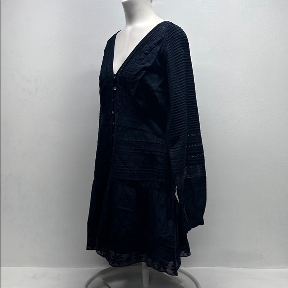 Veronica Beard Addilyn Dress Long Sleeve Button Down Cotton Navy Blue Size 12 - Picture 8 of 12